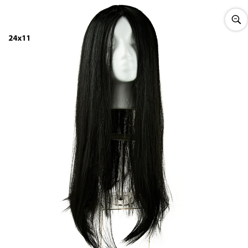 NWT Cosplay 24" Black blowout Wig for adult & 2 Wig Caps